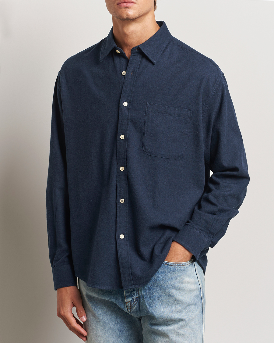 Homme | Chemises | NN07 | Deon Flannel Checked Shirt Navy Blue