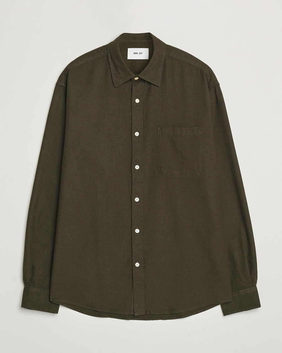 Homme | Chemises | NN07 | Deon Flannel Checked Shirt Dark Army