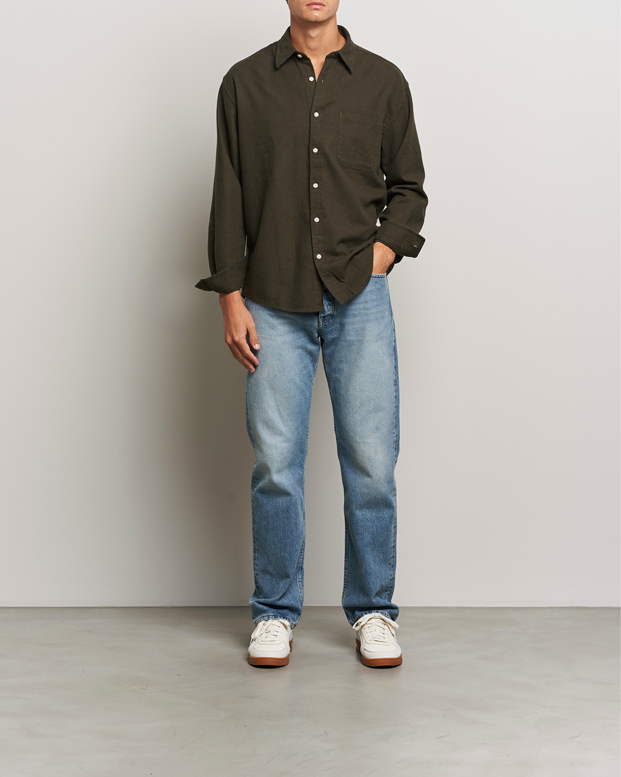 Homme | Chemises | NN07 | Deon Flannel Checked Shirt Dark Army