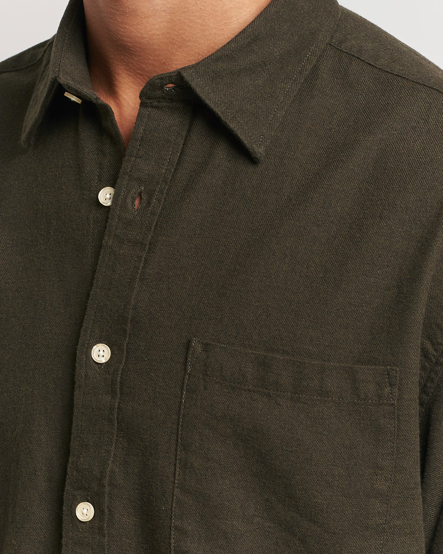 Homme | Chemises | NN07 | Deon Flannel Checked Shirt Dark Army