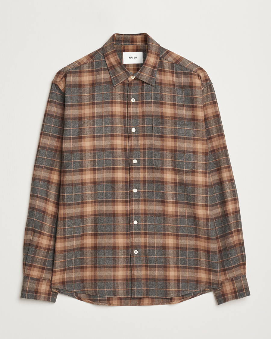 Homme | Chemises | NN07 | Deon Flannel Checked Shirt Rust Red
