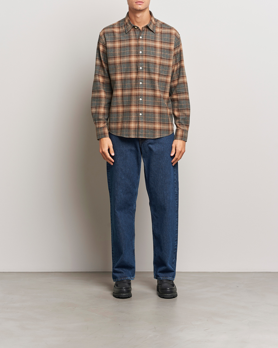 Homme | Chemises | NN07 | Deon Flannel Checked Shirt Rust Red