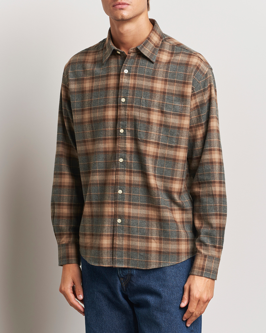 Homme | Chemises | NN07 | Deon Flannel Checked Shirt Rust Red