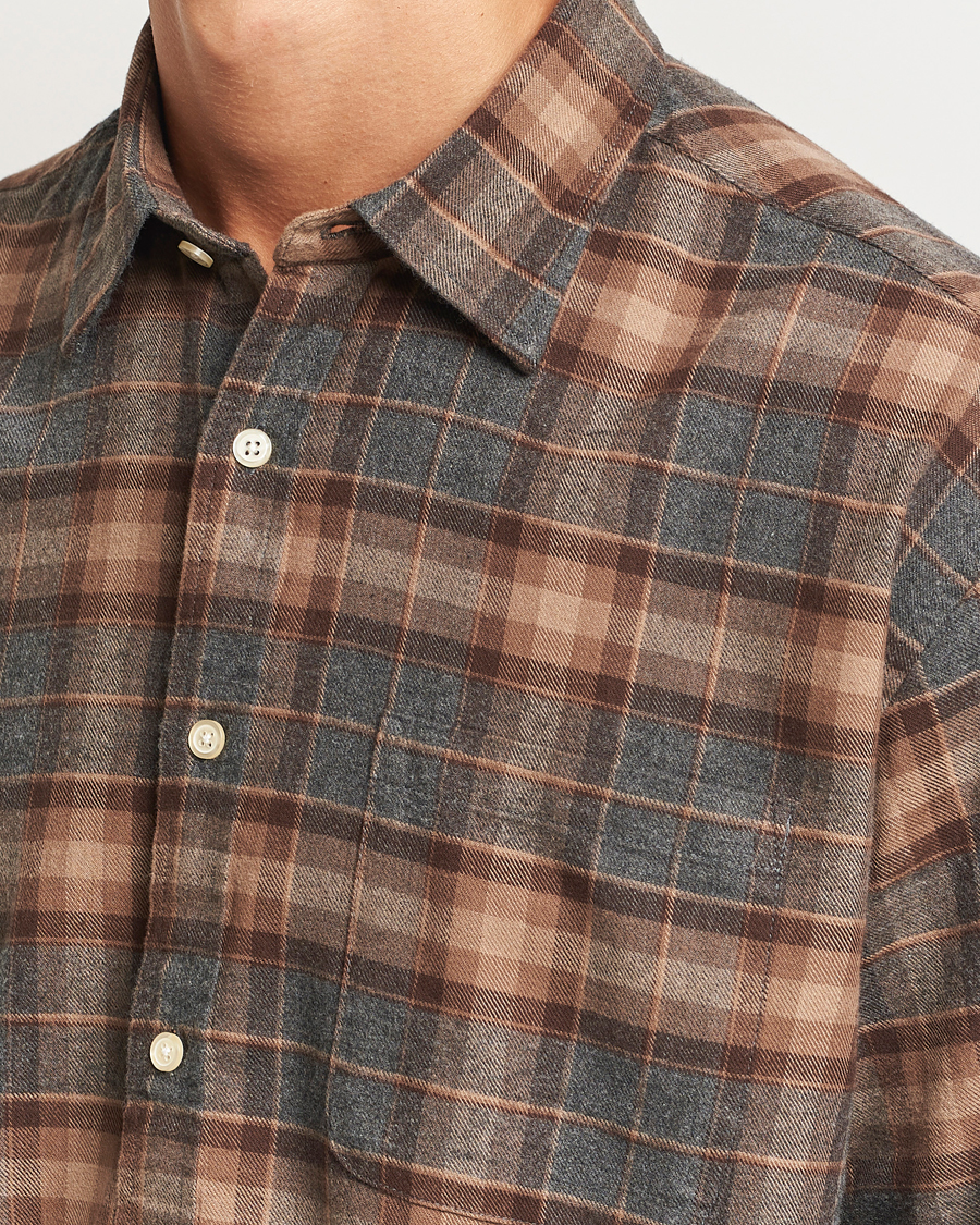 Homme | Chemises | NN07 | Deon Flannel Checked Shirt Rust Red