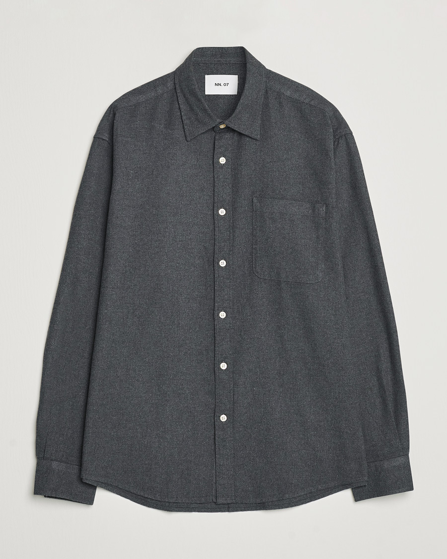 Homme | Chemises | NN07 | Deon Flannel Shirt Dark Grey Melange