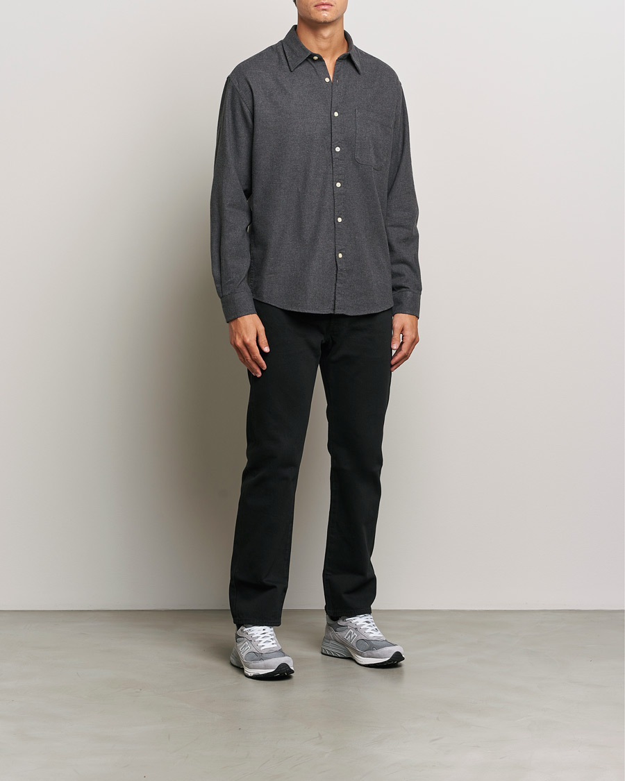Homme | Chemises | NN07 | Deon Flannel Shirt Dark Grey Melange