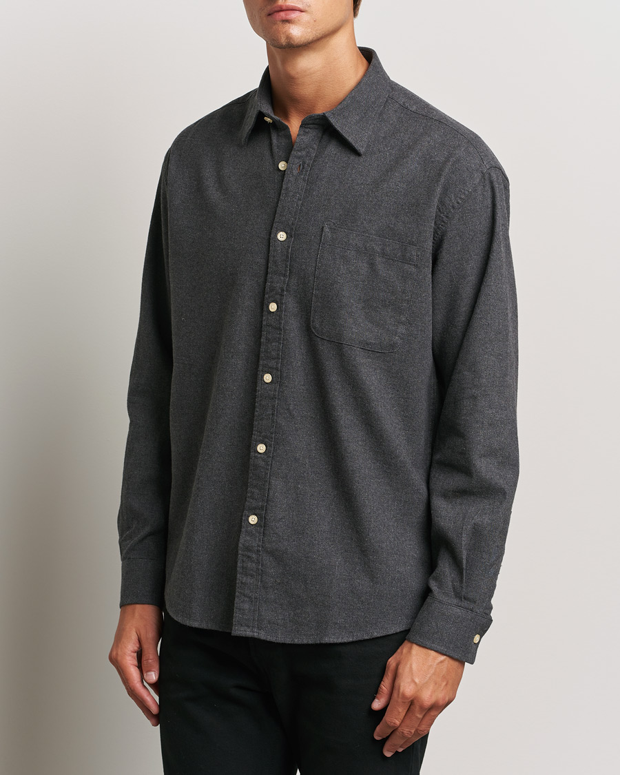 Homme | Chemises | NN07 | Deon Flannel Shirt Dark Grey Melange