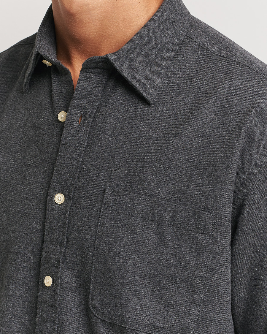 Homme | Chemises | NN07 | Deon Flannel Shirt Dark Grey Melange