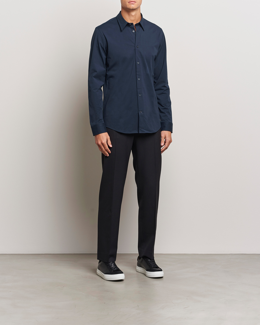 Homme | Chemises | NN07 | Elian Mercerized Cotton Shirt Navy Blue