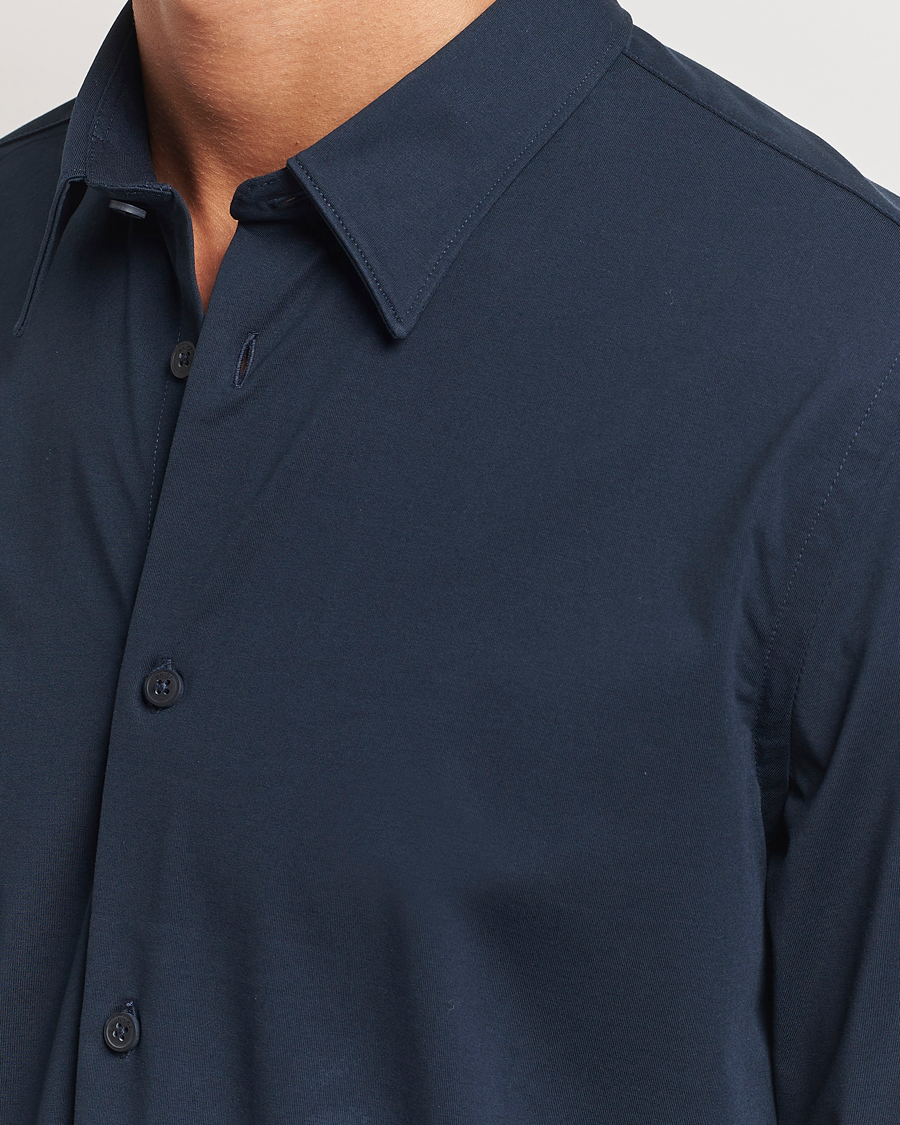 Homme | Chemises | NN07 | Elian Mercerized Cotton Shirt Navy Blue