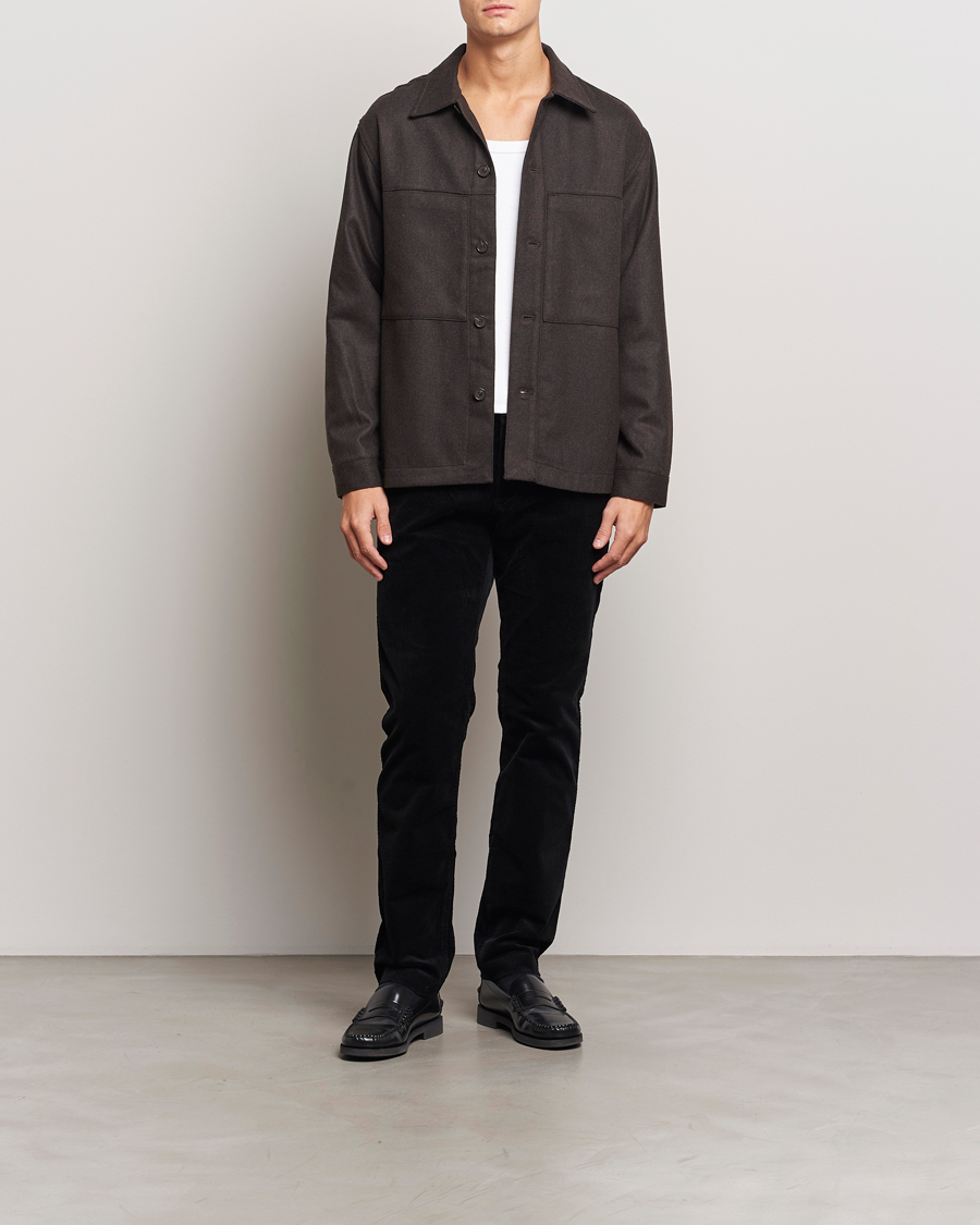 Homme | Chemises | NN07 | Isak Wool Overshirt Dark Brown