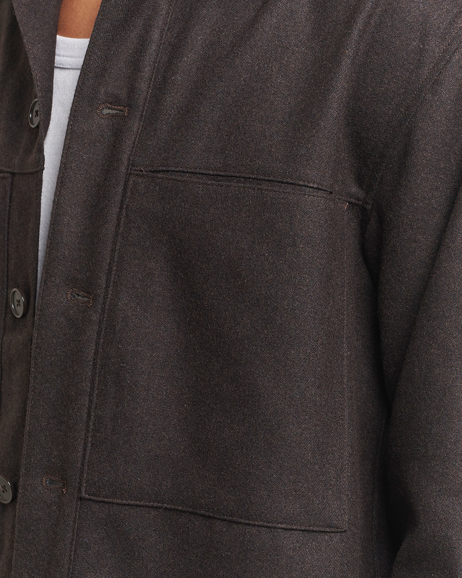 Homme | Chemises | NN07 | Isak Wool Overshirt Dark Brown