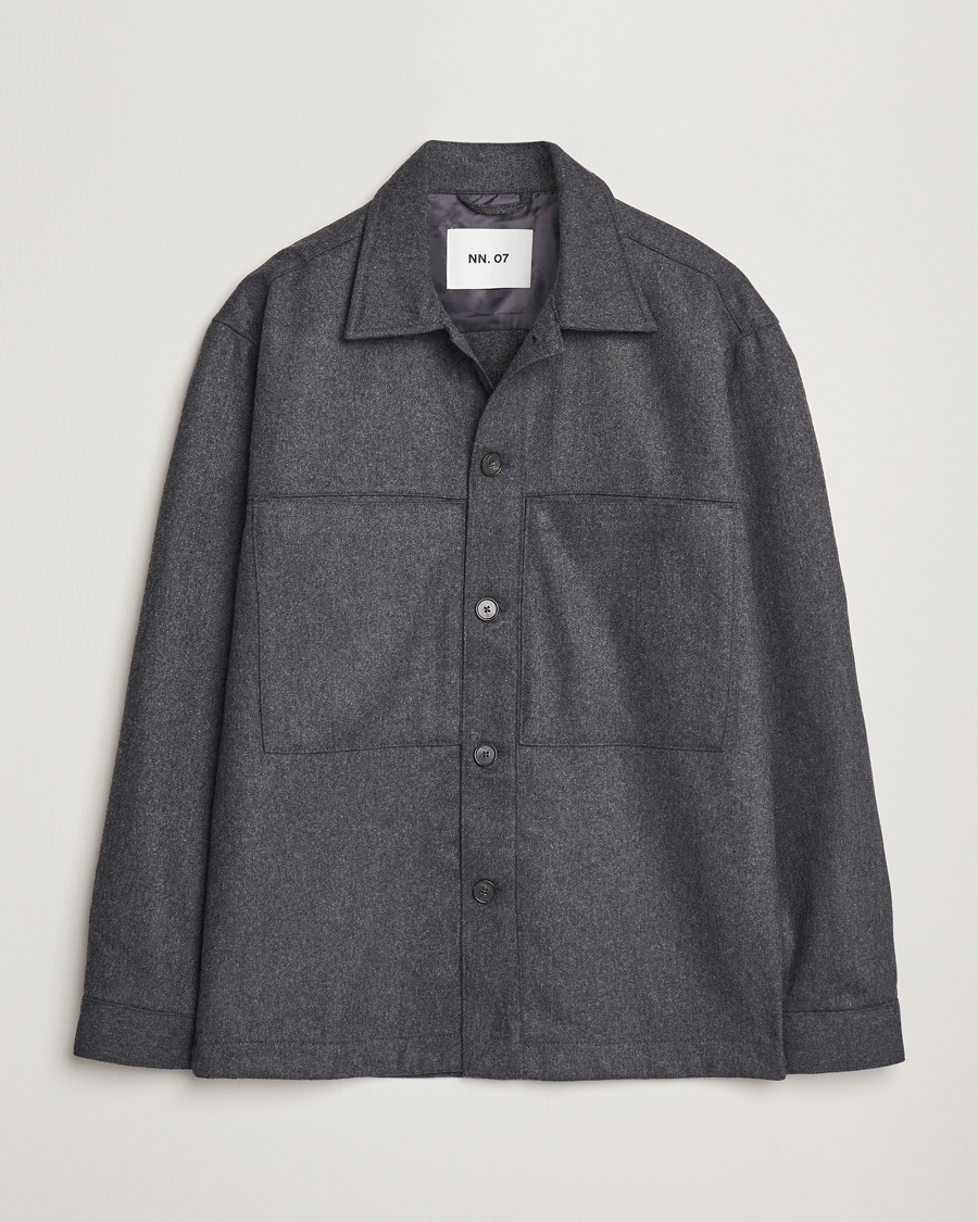 Homme | Chemises | NN07 | Isak Wool Overshirt Grey Melange