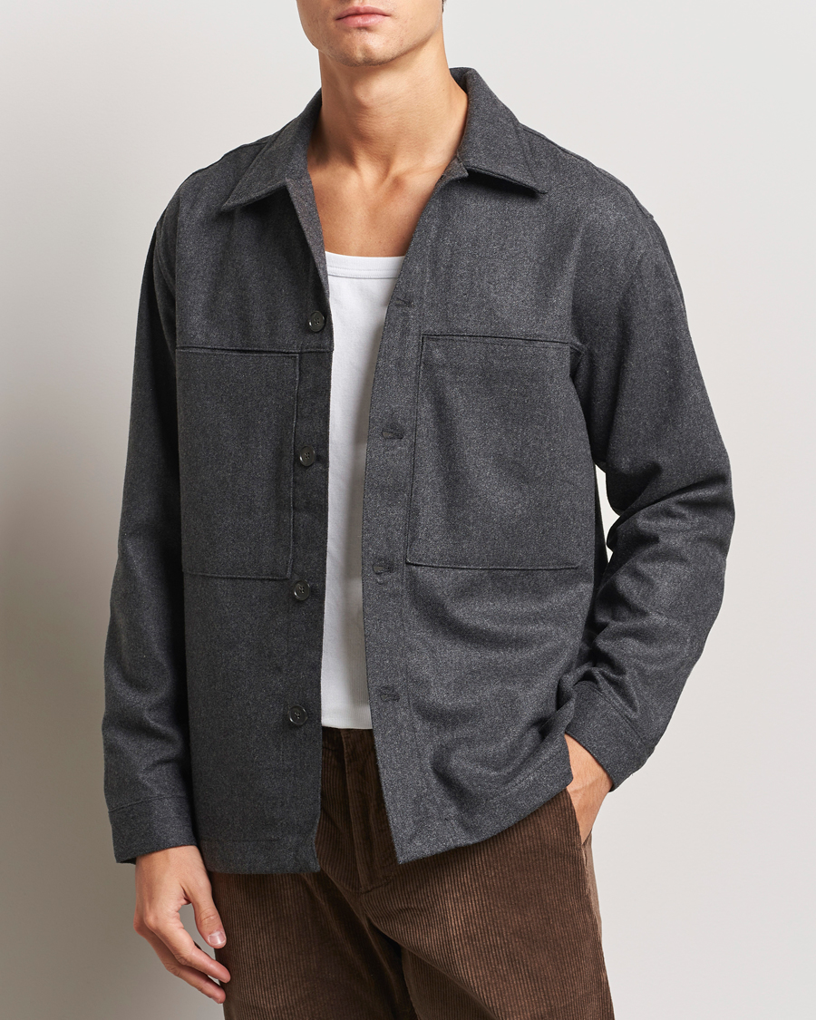 Homme | Chemises | NN07 | Isak Wool Overshirt Grey Melange