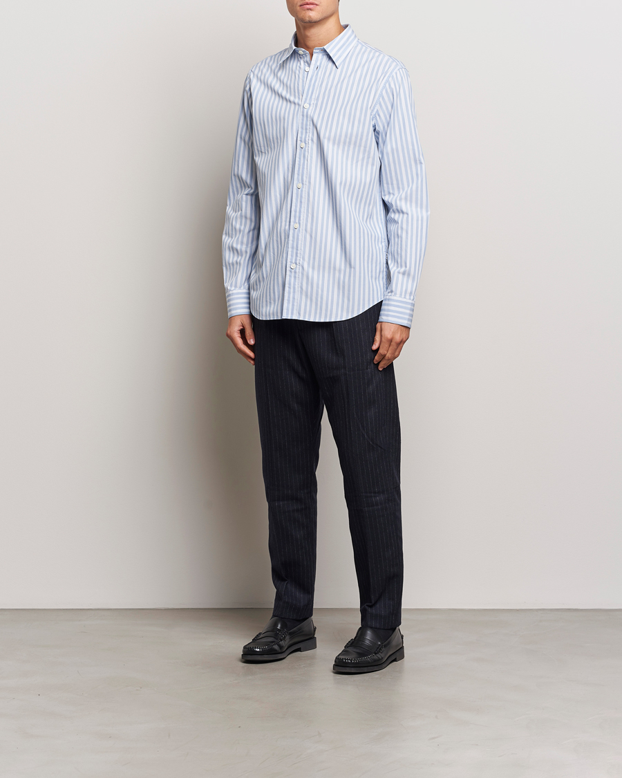 Homme | Pantalons | NN07 | Bill Wool Pleated Trousers Navy Blue Pinstripe