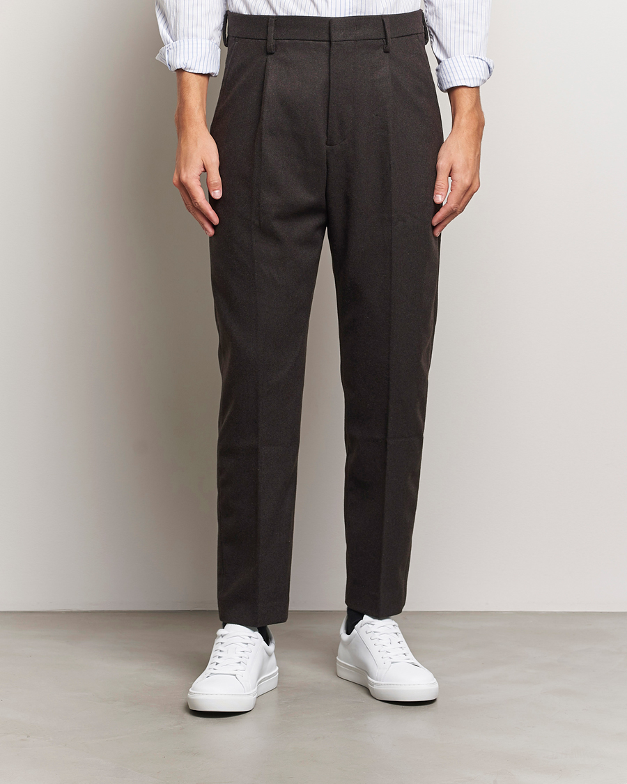 Homme | Pantalons | NN07 | Bill Wool Pleated Trousers Dark Brown