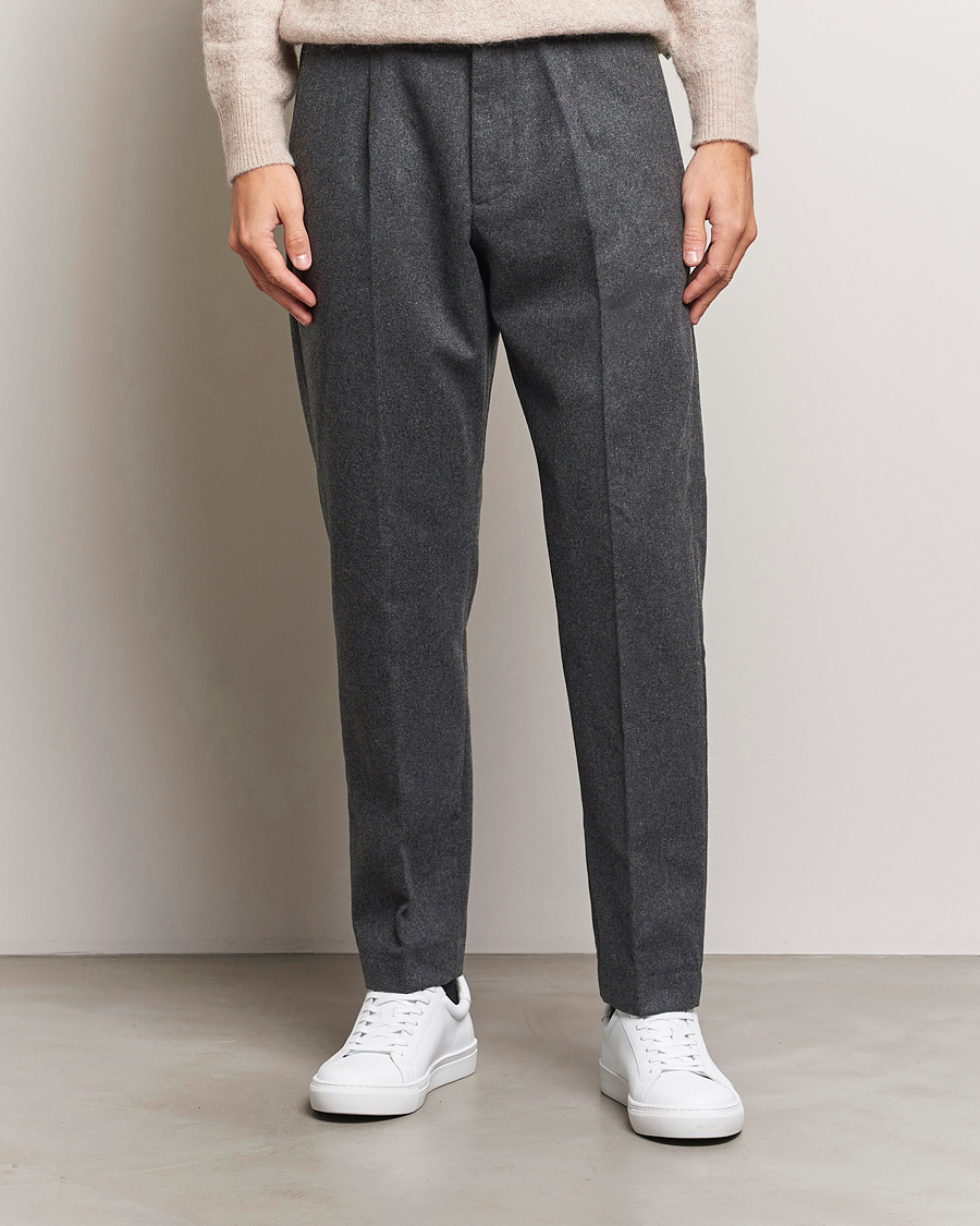 Homme | Pantalons | NN07 | Bill Wool Pleated Trousers Grey Melange