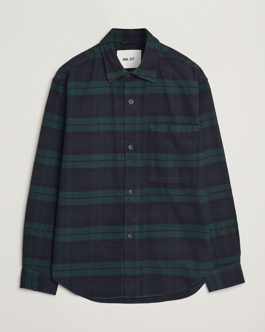 Homme | Chemises | NN07 | Adwin Checked Flannel Overshirt Green/Blue