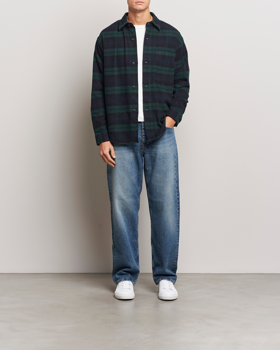 Homme | Chemises | NN07 | Adwin Checked Flannel Overshirt Green/Blue