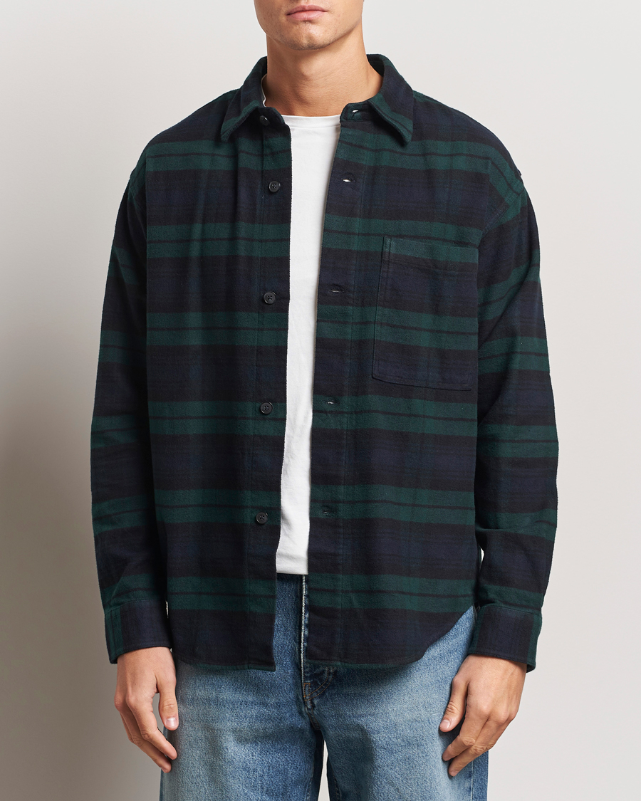 Homme | Chemises | NN07 | Adwin Checked Flannel Overshirt Green/Blue