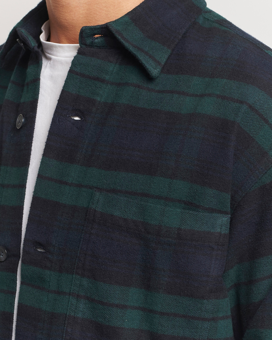 Homme | Chemises | NN07 | Adwin Checked Flannel Overshirt Green/Blue