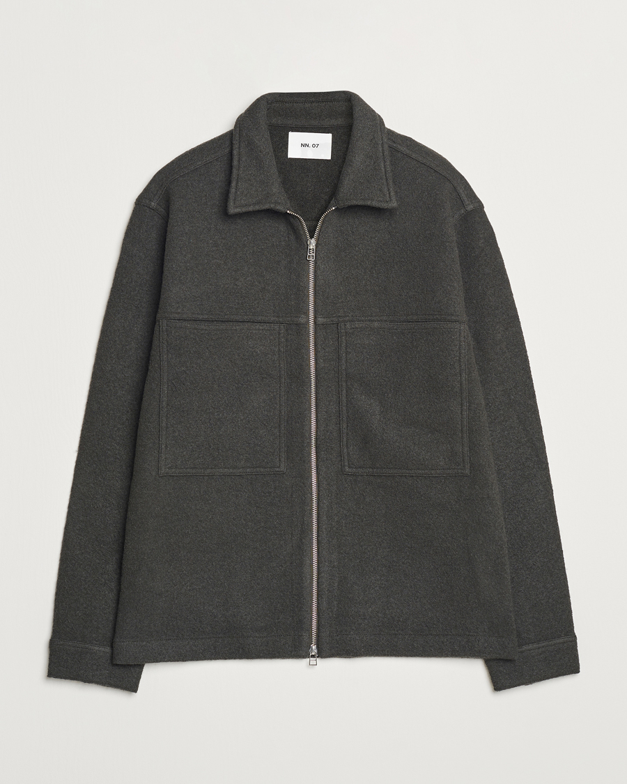 Homme | Pulls Et Tricots | NN07 | Isak Boiled Wool Full Zip Dark Army