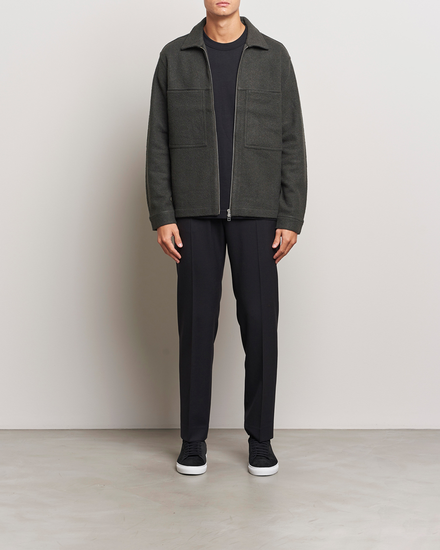 Homme | Pulls Et Tricots | NN07 | Isak Boiled Wool Full Zip Dark Army