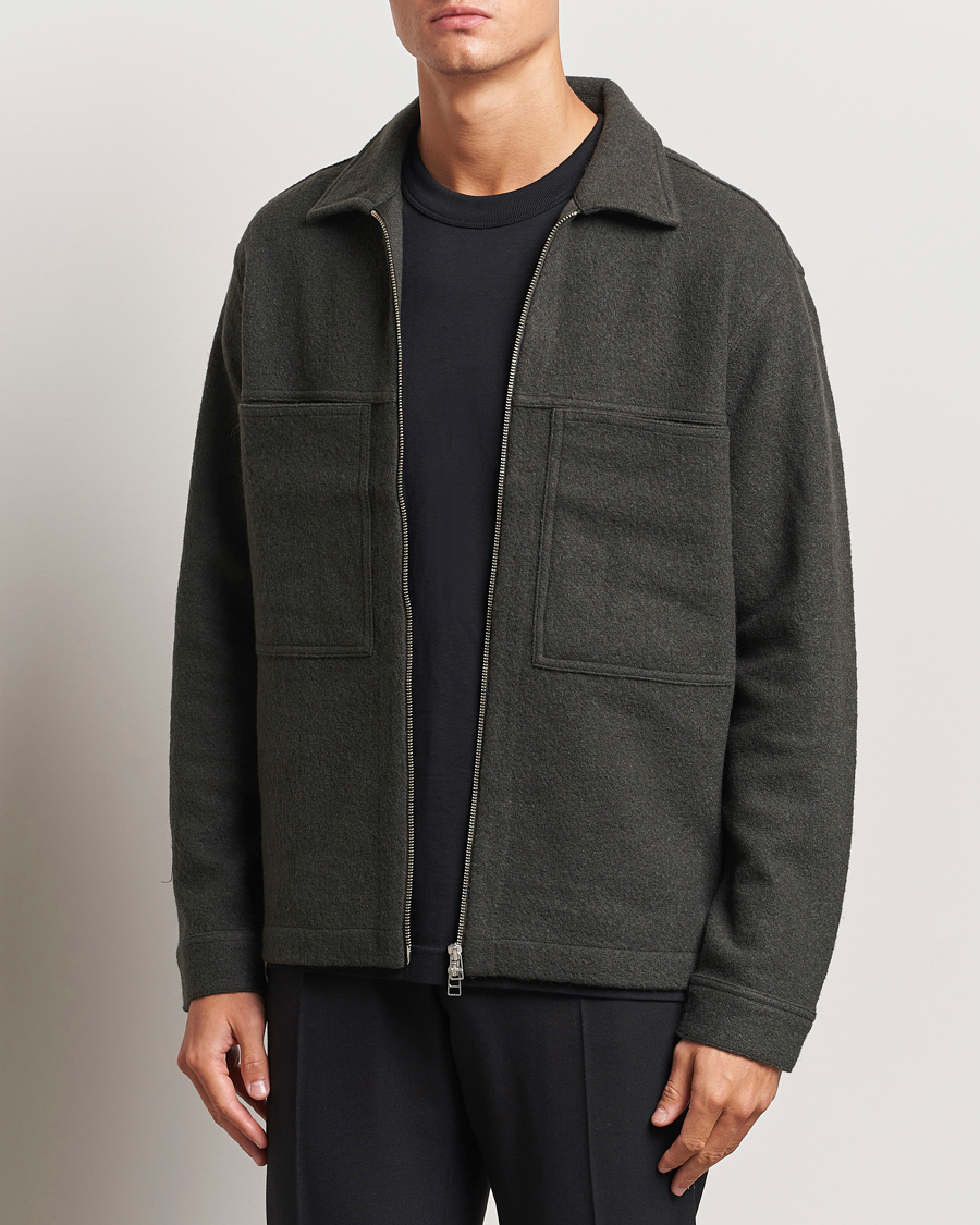 Homme | Pulls Et Tricots | NN07 | Isak Boiled Wool Full Zip Dark Army