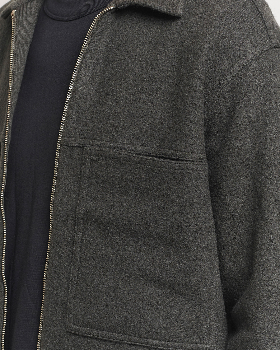 Homme | Pulls Et Tricots | NN07 | Isak Boiled Wool Full Zip Dark Army