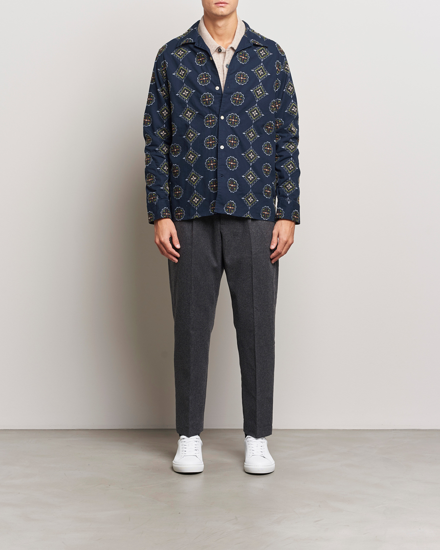 Homme | Chemises | NN07 | Julio Crochet Shirt Navy Blue