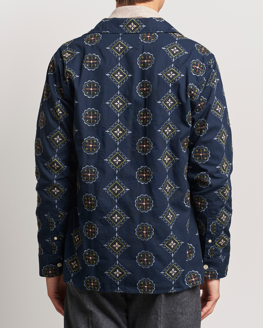 Homme | Chemises | NN07 | Julio Crochet Shirt Navy Blue