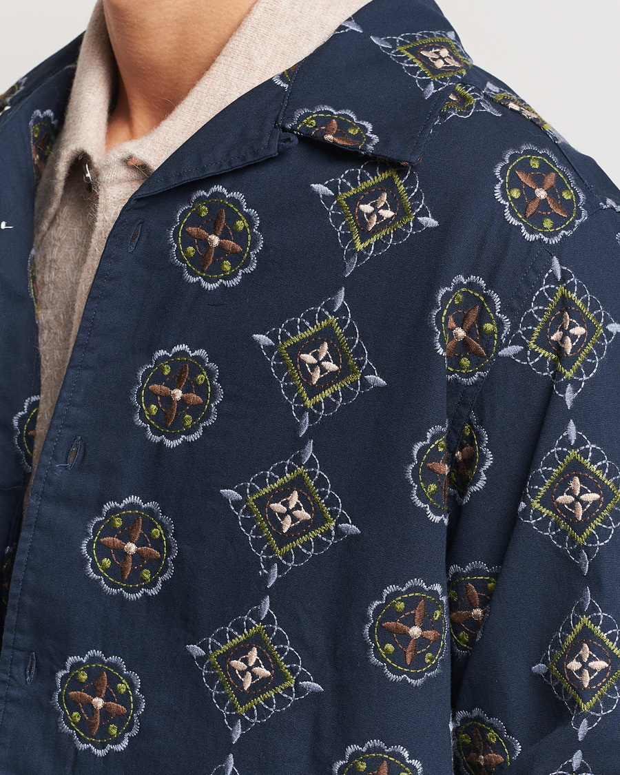 Homme | Chemises | NN07 | Julio Crochet Shirt Navy Blue