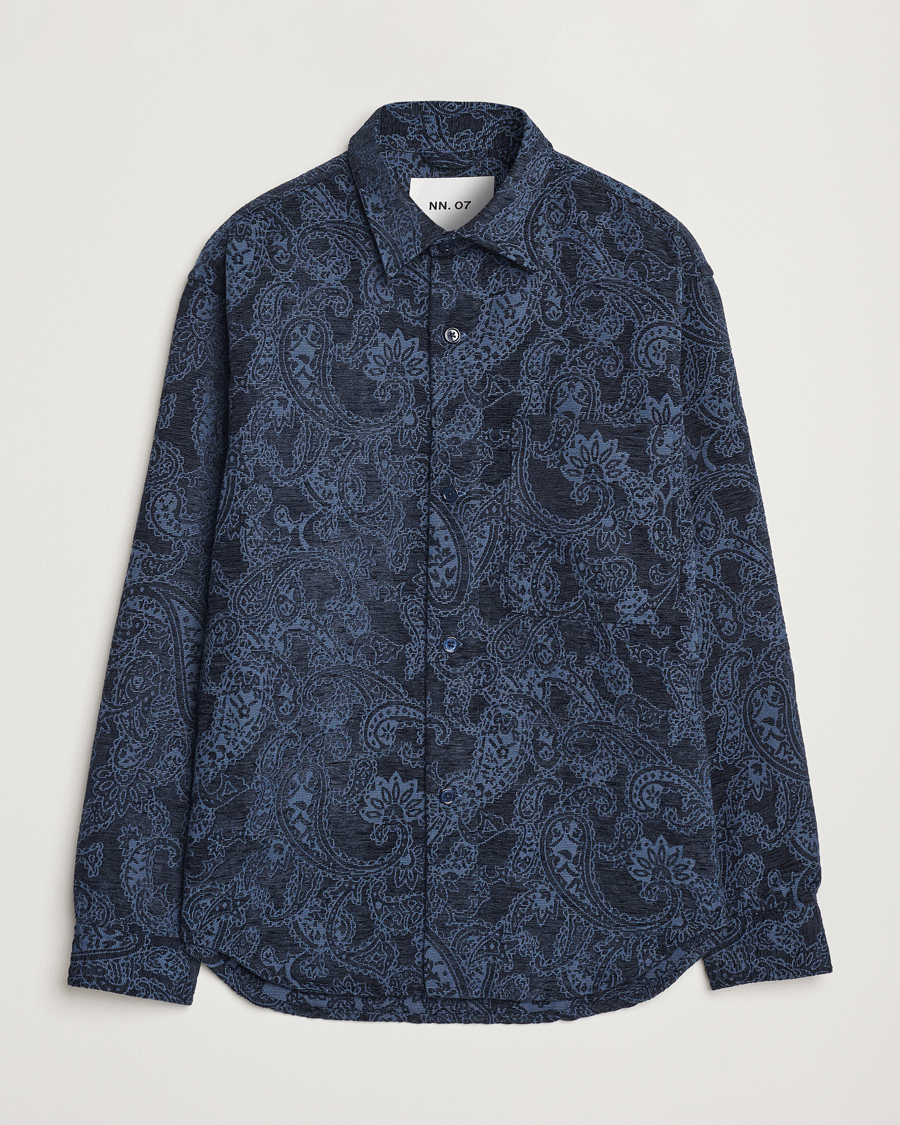 Homme | Chemises | NN07 | Adwin Flower Overshirt Navy Blue