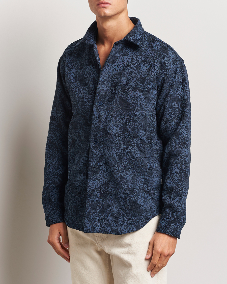 Homme | Chemises | NN07 | Adwin Flower Overshirt Navy Blue