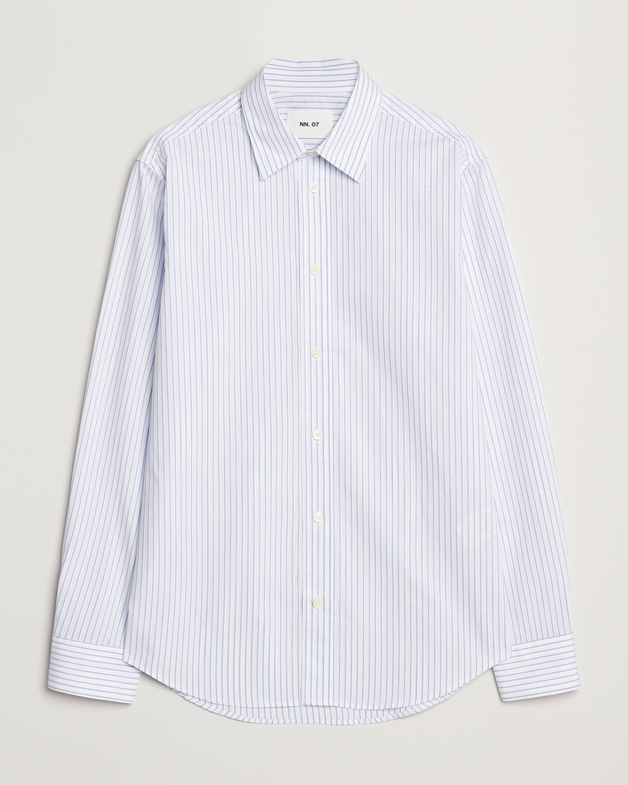 Homme | Chemises | NN07 | Colby Poplin Striped Shirt White/Blue