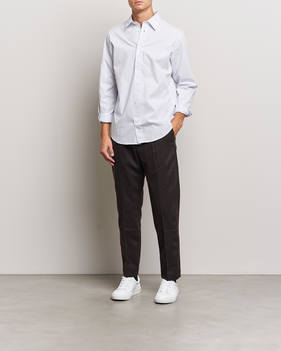 Homme | Chemises | NN07 | Colby Poplin Striped Shirt White/Blue