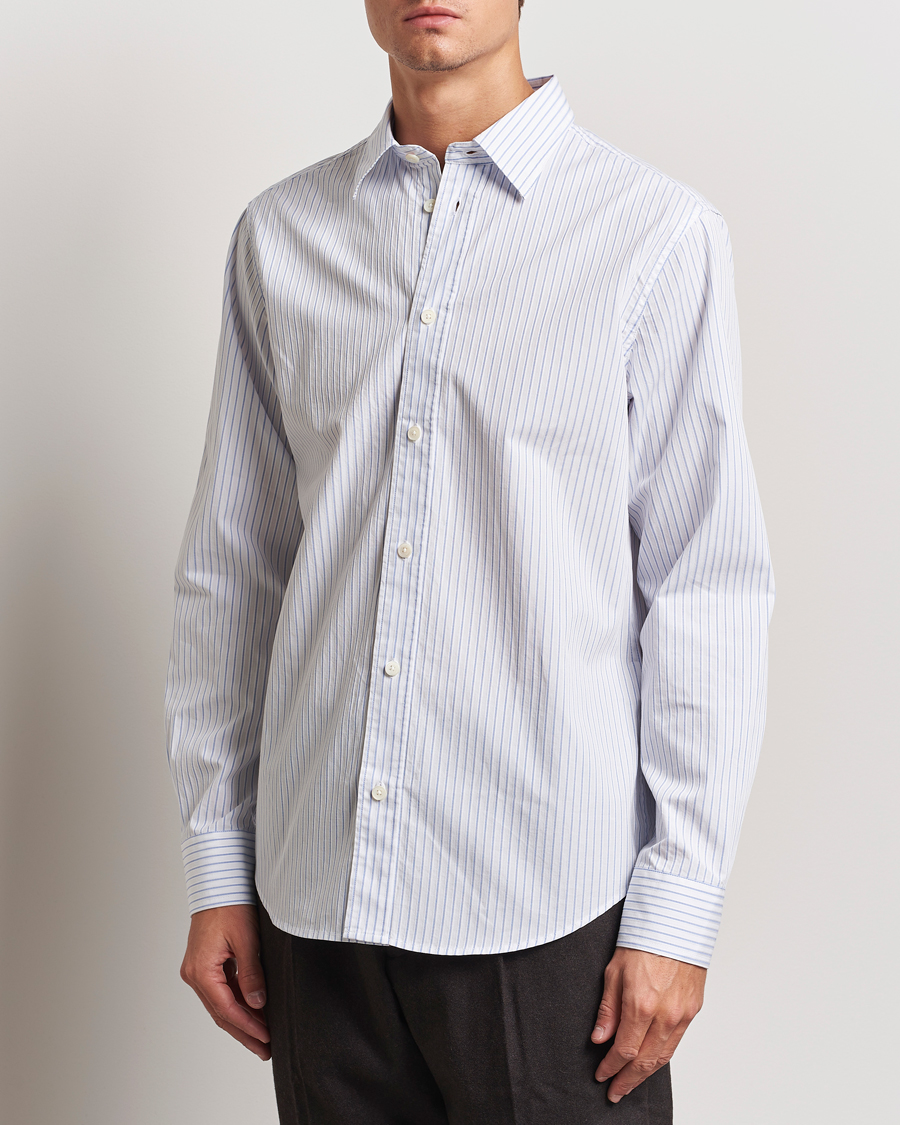 Homme | Chemises | NN07 | Colby Poplin Striped Shirt White/Blue