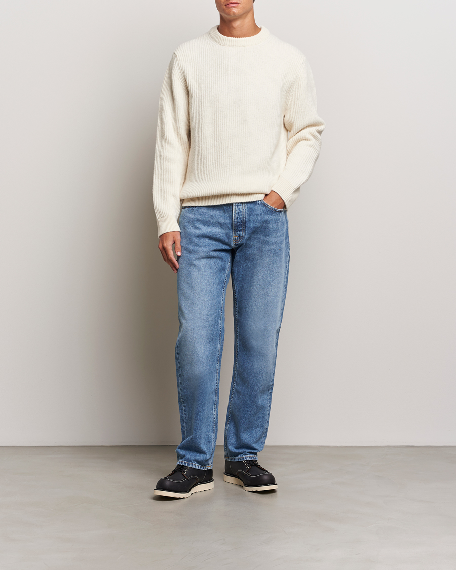 Homme | Pulls Et Tricots | Nudie Jeans | August Wool Rib Knitted Sweater Off White