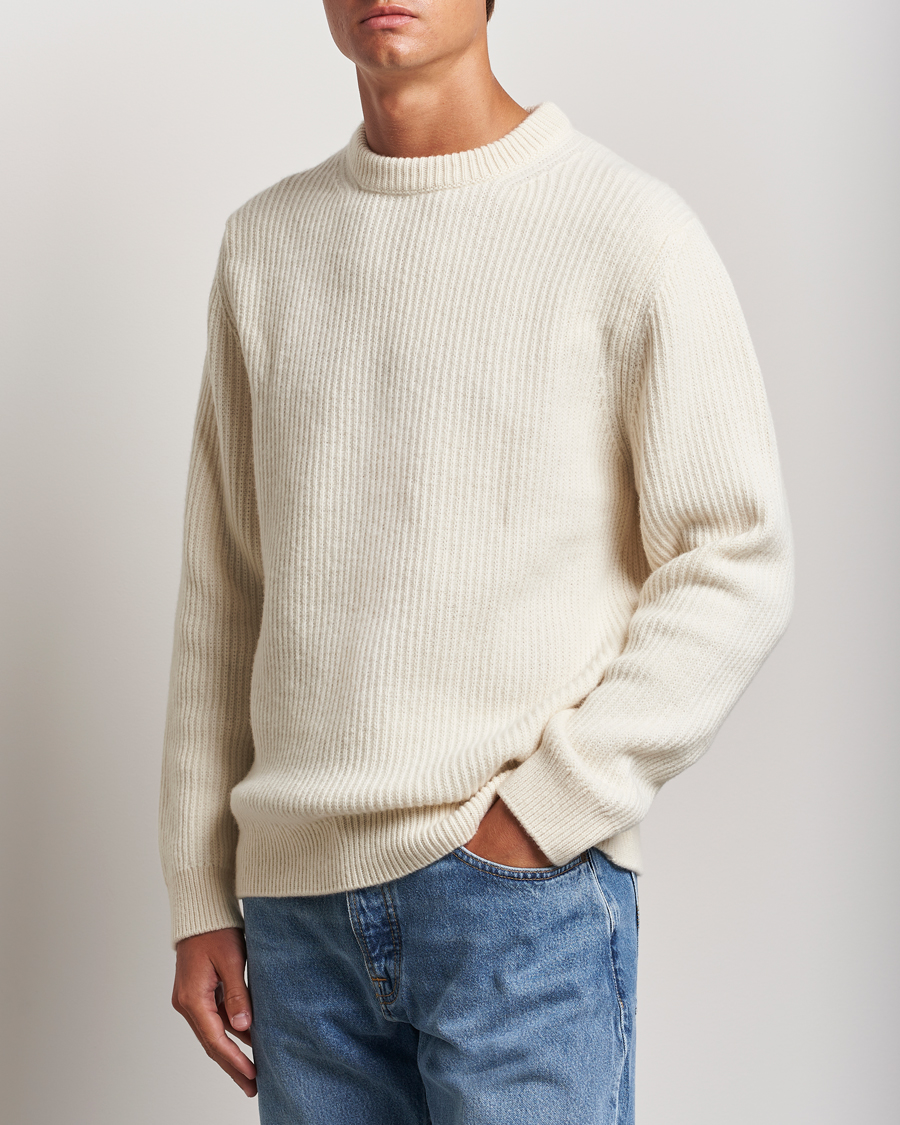 Homme | Pulls Et Tricots | Nudie Jeans | August Wool Rib Knitted Sweater Off White