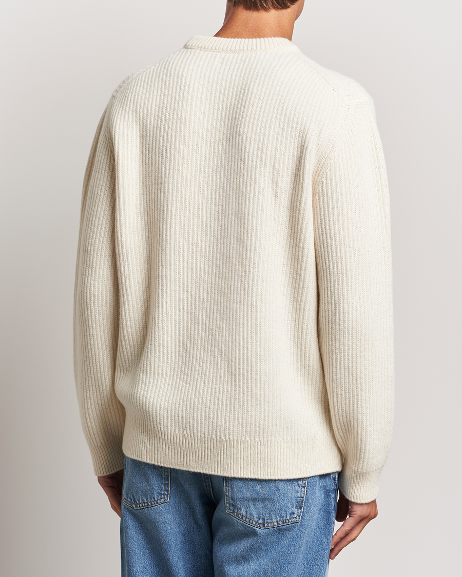 Homme | Pulls Et Tricots | Nudie Jeans | August Wool Rib Knitted Sweater Off White