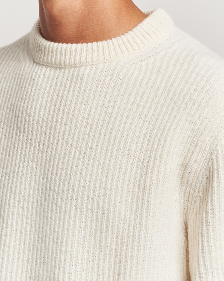 Homme | Pulls Et Tricots | Nudie Jeans | August Wool Rib Knitted Sweater Off White