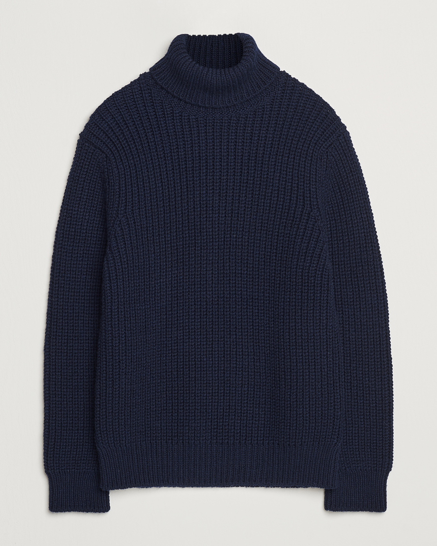 Homme | Pulls Et Tricots | Nudie Jeans | August Chunky Wool Knitted Rollneck Navy