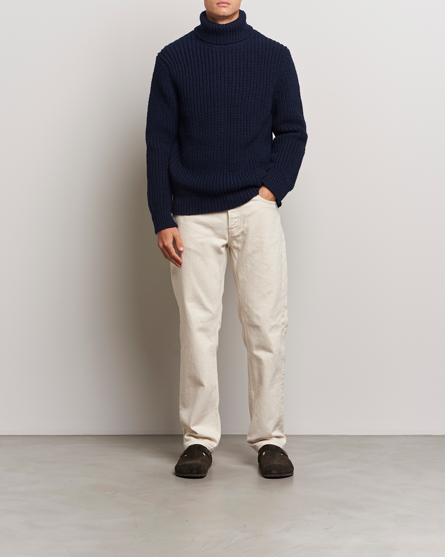 Homme | Pulls Et Tricots | Nudie Jeans | August Chunky Wool Knitted Rollneck Navy
