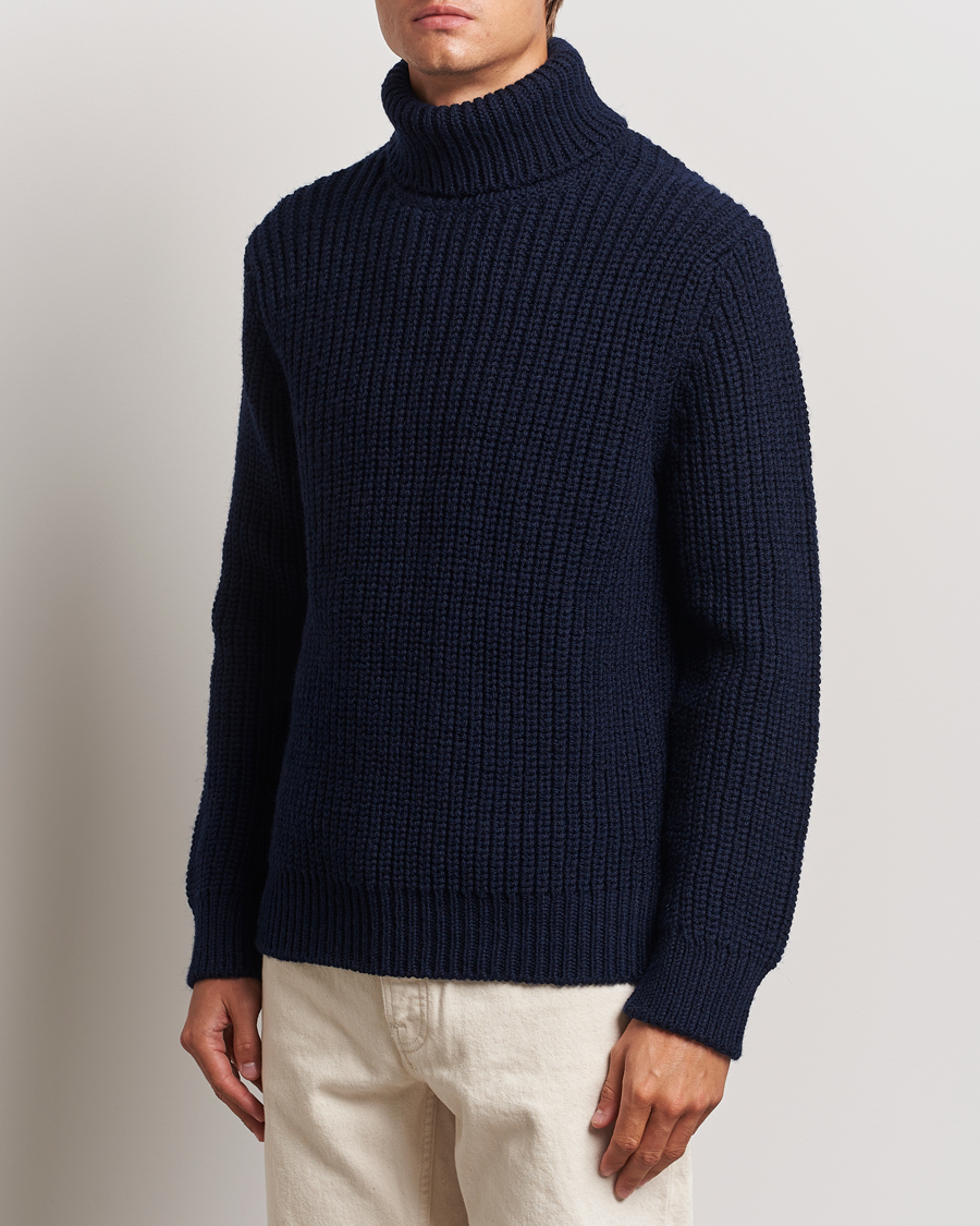 Homme | Pulls Et Tricots | Nudie Jeans | August Chunky Wool Knitted Rollneck Navy