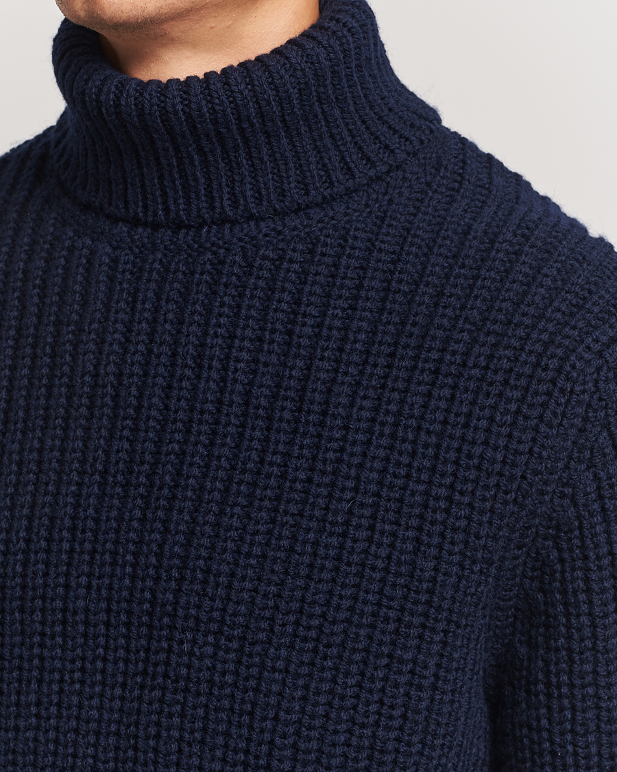 Homme | Pulls Et Tricots | Nudie Jeans | August Chunky Wool Knitted Rollneck Navy
