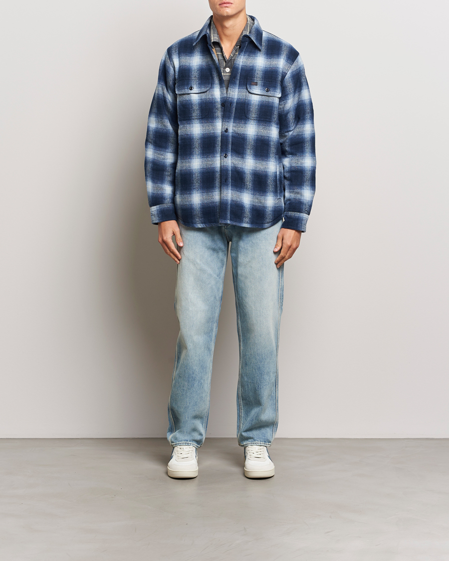 Homme | Manteaux Et Vestes | Nudie Jeans | Glenn Padded Checked Shirt Jacket Blue
