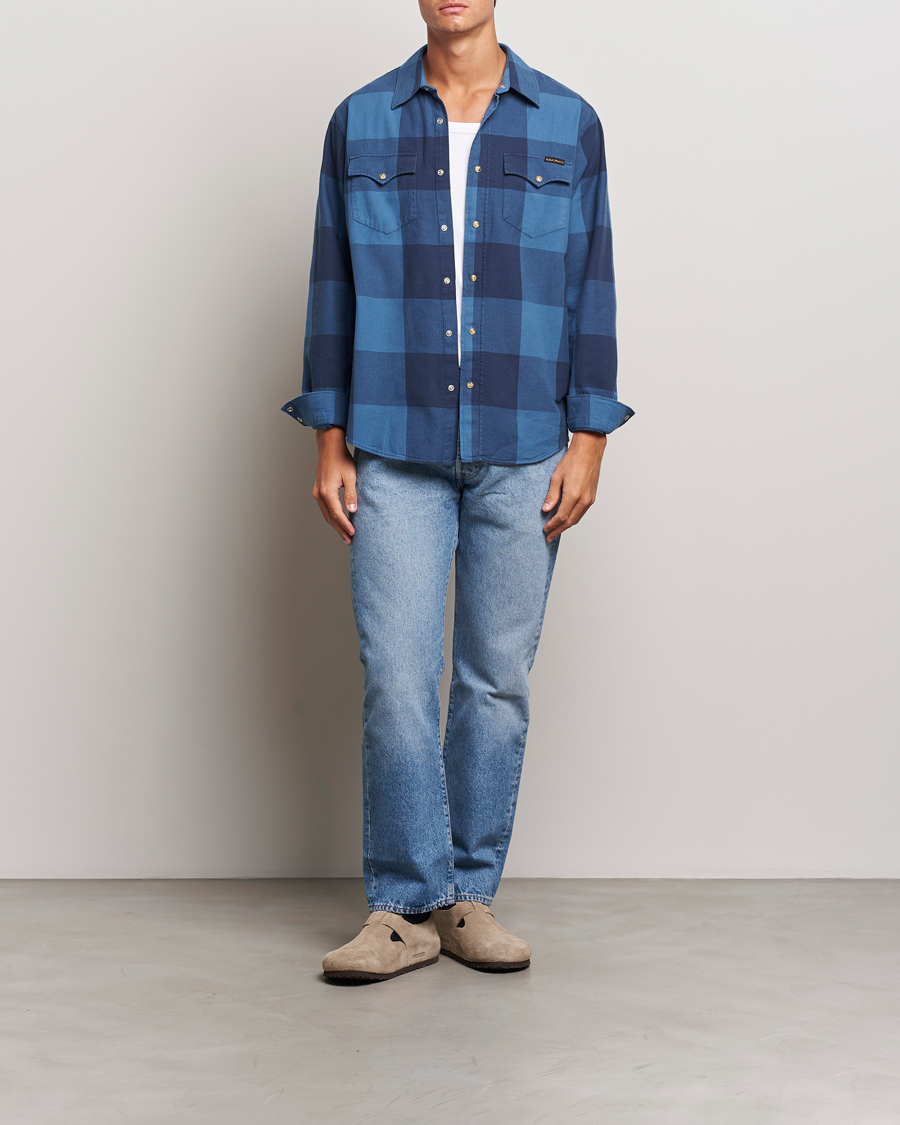Homme | Chemises | Nudie Jeans | George Checked Flannel Shirt Blue