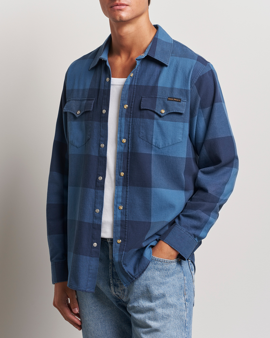 Homme | Chemises | Nudie Jeans | George Checked Flannel Shirt Blue