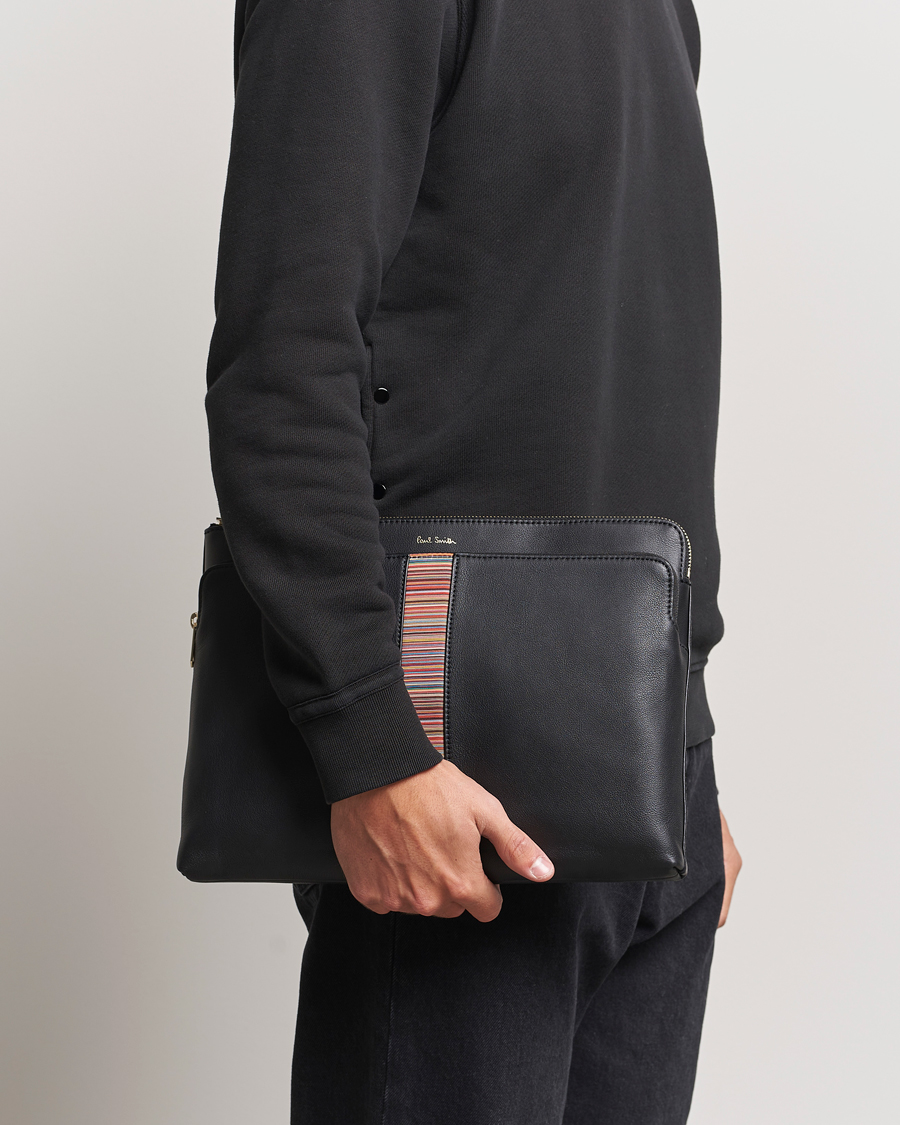 Homme | Paul Smith Leather Stripe Document Case Black | Paul Smith | Leather Stripe Document Case Black