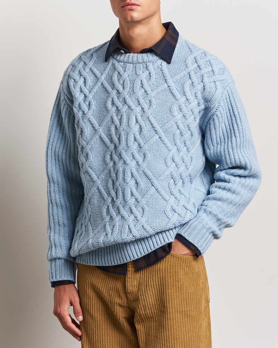 Homme | Pulls Et Tricots | Drôle de Monsieur | Heavy Cable Knit Pullover Light Blue